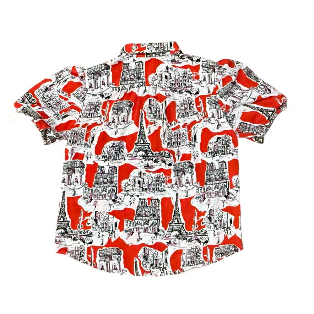 Karl Lagerfeld Paris Print Button Down Shirt Eiffel Tower Graphic Top - Picture 6 of 6